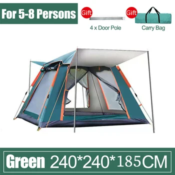 4-8 Kişi Açık Otomatik Çadır 2.4 m*2.4 m * 185 cm Aile Çadır Piknik Seyahat Kamp Çadır Açık Yağmur Geçirmez Rüzgar Geçirmez Çadır