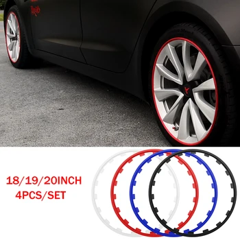 4 ADET 18/19/20 inç otomobil araç Jant Koruyucuları Dekorasyon Şeritleri Lastik Koruma Hattı Kauçuk Trim Tesla Model 3 2017-2022