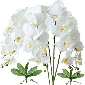 4 adet Yapay Kelebek Orkide Sahte Bitkiler Orkide Kök Bitkiler Ev Düğün Dekorasyon için