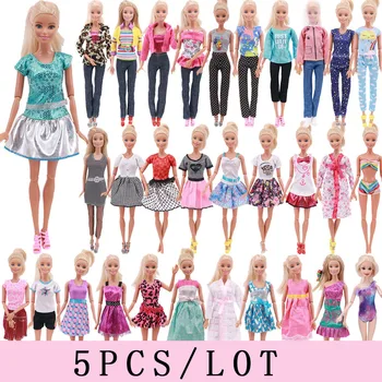 4 veya 5 adet/takım MİX Bebek Moda Kıyafetler Günlük Giyim rahat elbise El Yapımı Yüksek Kaliteli oyuncak bebek giysileri Barbie Bebek Aksesuarları