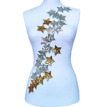 40 adet Mavi Yıldız payet arma Denizyıldızı Boncuklu Aplike giysi etiketi Yamalar Giyim Aplikler Yamalar Ropa AC1496