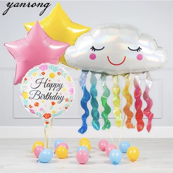 40 inç Gökkuşağı Renkli Balonlar Alüminyum folyo Inci Pembe Dijital Globos Bebek duş Düğün Mutlu Doğum Günü Partisi Süslemeleri