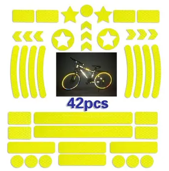 42 adet Bisiklet Yansıtıcı Çıkartmalar Motosiklet Bisiklet Bisiklet Uyarı Şeridi Reflektör Filmi MTB Scooter Kask Vücut Gece Emniyet Bandı