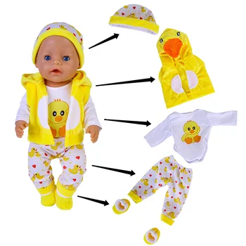 43-45cm oyuncak bebek giysileri 17 İnç Güzel Ördek Beş Parçalı Takım Elbise 1/4 Bjd Bebek Kostüm Bebek Dünyaya Amerikan Kız Doğum Günü Festivali Hediyeler