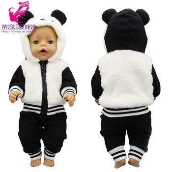 43cm bebek bebek ceket panda kapüşonlu ceket 18 inç kız bebek kış giysileri