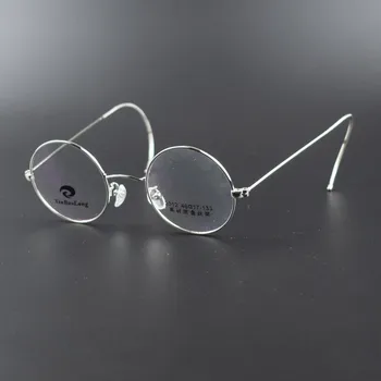 46mm Vintage Yuvarlak Antika Tel Jant Metal Gümüş Gözlük Çerçeveleri Tam Jant Retro Erkek Kadın Gözlük miyopi Rx mümkün