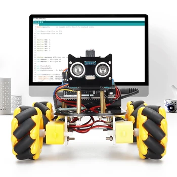 4WD Akıllı Uno R3 Robot Araba Başlangıç Kiti Arduino İçin Proje Programlama App Bağlantı Metal Akrilik Şasi Mecanum Tekerlek Robot Kiti