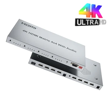 4x4 HDMI Matrix Toslink ve Stereo Ses çıkışı 4K HDMI Matris Seçici 4 ın 4 out HDMI anahtar ayırıcı ile EDID Çıkarıcı RS232