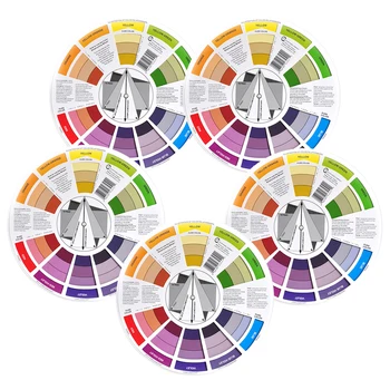 5 Adet 12 Renkler Profesyonel Dövme Tırnak Pigment Kağıt Kartı Tekerlek Üç Katmanlı Tasarım Mix Kılavuzu Yuvarlak Merkezi Daire Döner