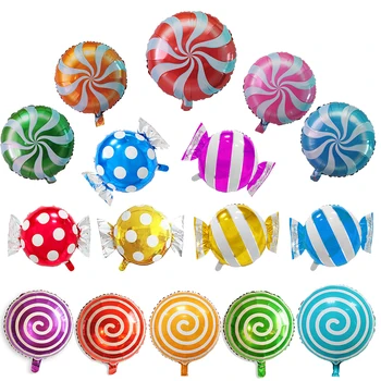 5 Adet 18 İnç Yuvarlak Lolipop Şişme Balon Nokta Fırıldak Şeker Folyo Balon Düğün Çocuklar İçin Doğum Günü Partisi Dekorasyon