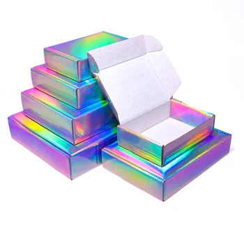 5 adet / Düz lazer karton renk ambalaj küçük hediye kutusu peruk boş 3 katmanlı oluklu karton destekler özel boyut baskılı logo