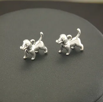 5 adet Gümüş Renk 3D Yavru Köpek Charm El Yapımı Charms Kolye Takı Bulguları A1104