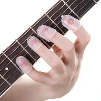 5 adet Parmak Kapak kaymaz Eller Ceket Rölyef Oyun Ağrı Eldiven Ukulele Elektrik Akustik Gitar Yaylı Enstrüman