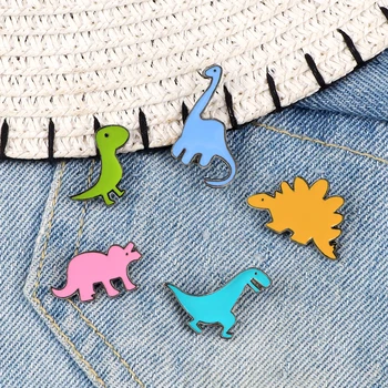 5 adet /takım Moda Karikatür Dinozor Emaye Broş Mini Sevimli Hayvan Broş Pins Giyim Şapka Dekorasyon Takı Erkekler Kadınlar İçin