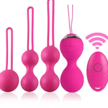 5 adet Vajinal sıkın Egzersiz Kegel Topları 10 Hız Titreşimli yumurta Silikon Ben wa topu G Spot Vibratör Erotik seks oyuncak Kadınlar için