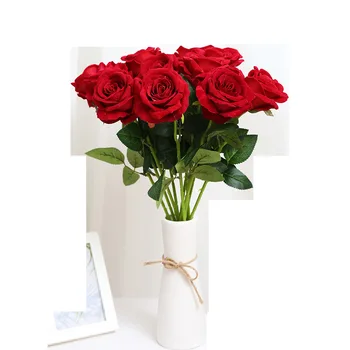 5 adet Yapay Güller Hissediyorum Flanel Gül Düğün Aranjmanı Tutan Çiçekler Ev Oturma Odası Çiçek Düzenleme Çiçekler