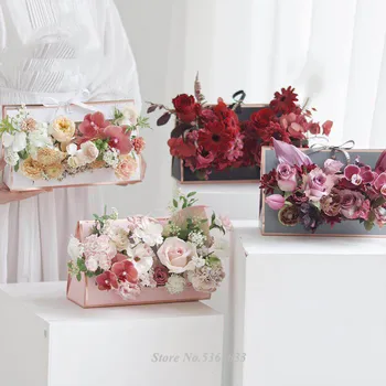 5 adet Çiçek Ambalaj Kutuları Çiçek Düzenleme Su Geçirmez Kutular Çiçek Ambalaj poşetleri Kolları İle Ev Dekor Parti Kaynağı