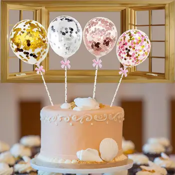 5 İnç Gül Altın Konfeti Balon Kek Toppers Doğum Günü Düğün Craft Dekor Mini Lateks Pullu Balonlar Pişirme Dekorasyon Topper