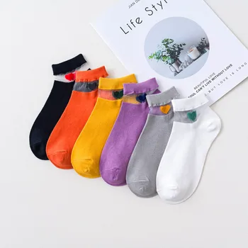 5 Pairs Kadın Çorap Harajuku Kadın Pamuk Ayak Bileği Çorap Şeker Renkler Komik Çorap Kızlar Nefes Bahar Yaz Rahat Kısa Çorap