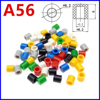 50 Adet A56 Plastik Kapak 6x6mm Dokunsal basmalı düğme anahtarı Şapka Kapak Kiti için 6 * 6mm Anahtarı Kırmızı Siyah Mavi Yeşil Beyaz Gri Sarı