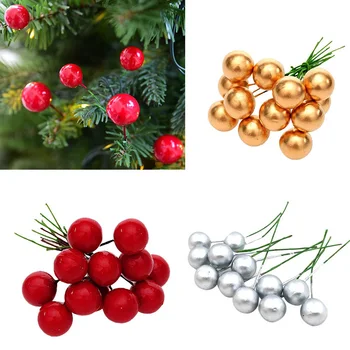 50 Adet Noel Ağacı Dekorasyon Mini Yapay Meyve Organlarındaki Kiraz Noel Plastik İnci Meyveleri Noel Süslemeleri Ev İçin