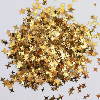 50 g / torba Nail Art Glitter Pul Dört Köşeli Yıldız Sparkly Süslemeleri Holografik Tırnak Madeni Pul Senfoni Altın Gevreği Te # 020