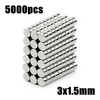 5000 adet 3x1. 5mm Süper Güçlü Güçlü Toplu Küçük Yuvarlak NdFeB Neodimiyum Disk Mıknatıslar Dia 3 * 1.5 mm N35