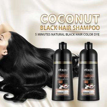 500ML Doğal Organik hindistan Cevizi Yağı Boya Saç Kalıcı Saç boyama Şampuanı Uzun Ömürlü Kapak Gri Kadınlar İçin şampuan saç boyası