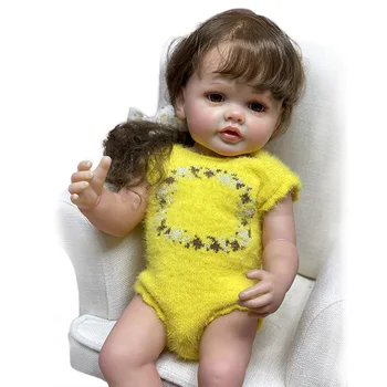 55 CM Tam Vücut Yumuşak Silikon Vinil Reborn Yürümeye Başlayan Kız Bebek 3D Boyalı Cilt Genesis Boya noel hediyesi kız için