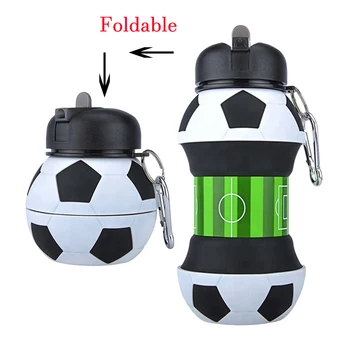 550ml Taşınabilir Katlanır Futbol Su şişesi Sızdırmaz Spor Plastik çevre Dostu su ısıtıcısı Çocuklar için / AdultsTravel Yürüyüş İçecek