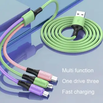 5A Veri Kablosu 3-in-1 Hızlı Şarj Süper Uzun Çoklu USB Bağlantı Noktası şarj kablosu Cep Telefonu Kablosu Apple Android Ve Tip-C