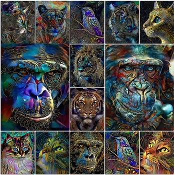 5D DİY Elmas Boyama Aslan Orangutan Tam Kare / Yuvarlak Kediler Elmas Nakış Hayvanlar Baykuş Mozaik Sanatı Resimleri Ev Dekorasyon