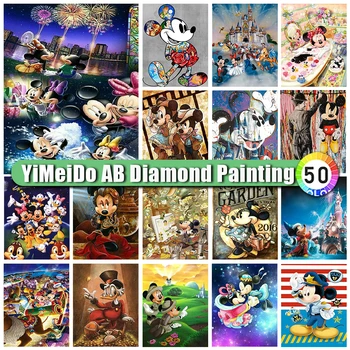 5d Dıy AB Elmas Boyama Disney Mickey Minnie Çapraz Dikiş Elmas Mozaik Karikatür Nakış El Yapımı Kitleri Çocuk Odası Duvar Sanatı