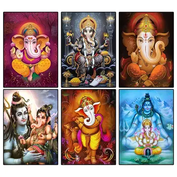5D Hindistan Tanrı Ganesh Elmas Boyama Çapraz dikiş kitleri Tam Kare Yuvarlak Matkap Elmas Mozaik Nakış Diy Hint Hediye