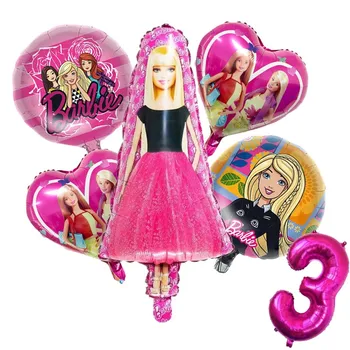 6-14 adet Barbie Balonlar Seti Parti Olay Malzemeleri Kız Doğum Günü Pembe Barbie Afiş Numarası Helyum Topları Düğün Hava Globos Dekor