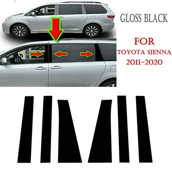6 Adet Araba Pencere Pillar Mesajları kapı pervazı Çıkartmalar Siyah Toyota Sienna için 2010 2011 2012 2013 2014 2015 2016 2017 2018 2019 2020