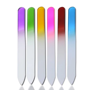 6 adet Rastgele Renkler Cam tırnak törpüsü Kristal tırnak tamponu Tırnak Sanat Parlatma Araçları için