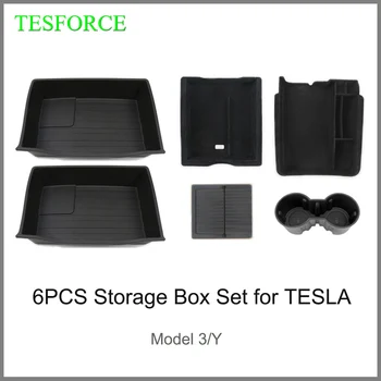 6 ADET Set saklama kutusu Tesla Modeli Y 2021/2022 Koltuk Altında saklama kutusu Merkezi Kontrol saklama kutusu Organizatör Tepsi Aksesuarları