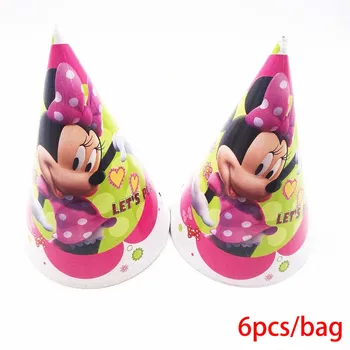 6 adet / torba minnie mickey mouse Kapaklar Tema Parti Çocuklar İçin / Erkek Mutlu Doğum Günü Dekorasyon Tema Parti favor minnie parti malzemeleri