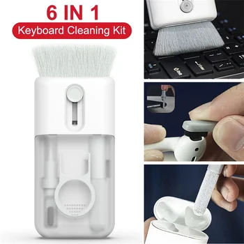 6 İn 1 Temizleyici Fırça Seti Kulaklık tablet telefon Laptop Klavye Ekran Temizleme Araçları Silme Bezi Temizleme Kalemi Airpod için