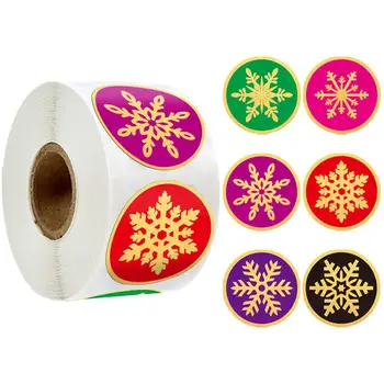 6 Tasarımlar Kar Tanesi Sticker Noel Dekorasyon Sızdırmazlık Etiketleri 500 adet / rulo 1 İnç Klasik Oyuncak Çocuklar Hediye El Yapımı Ödül Etiket