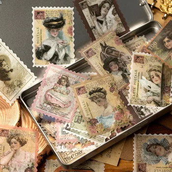 60 Adet Vintage Damga Çıkartmalar DIY Scrapbooking Günlüğü El Sanatları Dekoratif Mühür Çıkartmalar Paketi DIY Fotoğraf Albümleri