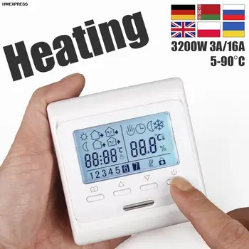 7 Gün Programlama yerden ısıtma oda termostatı 3A / 16A,230VAC su ısıtma için / elektrikli ısıtma