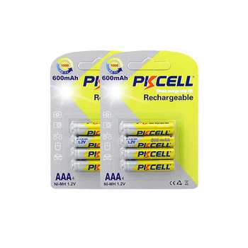 8 ADET / 2 kart PKCELL 1.2 V NIMH AAA Şarj Edilebilir Piller Pil 600mAh 1.2 V 3A AAA Ni-Mh pil 1000 kez Döngüsü