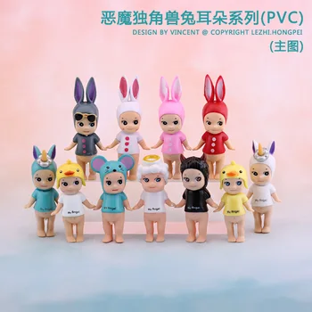 8cm Anime Figürleri Sonny Melek Bebek Tavşan Kulaklar Melek Şeytan Unicorn Küçük Cupid Süslemeleri Masa Süsleri Modeli Oyuncak Hediye