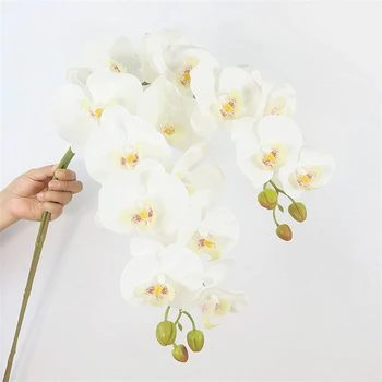 9 Kafaları 98cm Yapay Kelebek orkide Sahte Güve orkide Düğün Noel Festivali Ev Dekor