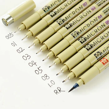 9 Parça Pigment Liner Pigma Kalem Ince Çizgi Eskiz İşaretleyiciler Farklı İpucu Siyah Fineliner StylographsDrawing Kalemler Copic Tedarikçisi