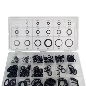 AC9000 Acecare O-ringler Silikon Siyah Conta / Kauçuk Değiştirmeleri Sızdırmazlık 18 Boyutları / 225 adet Plastik Kutu ile Siyah