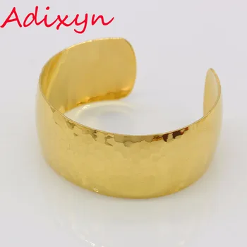 Adixyn Dubai Altın Genişliği Kadın Bilezik Altın Renk / Bakır Trendy Bilezik Takı Afrika / Etiyopya / Arap Bilezik Düğün hediye