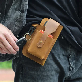 AETOO ilk katman deri Fanny paketi giyim kemer basit kişilik cep telefonu çantası moda sigara kutusu çantası
